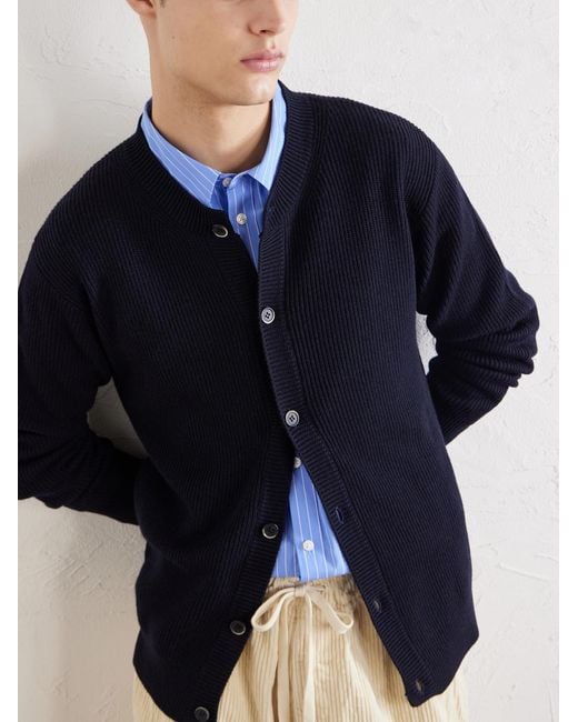 Barena Blue Virgin Wool Cardigan for men