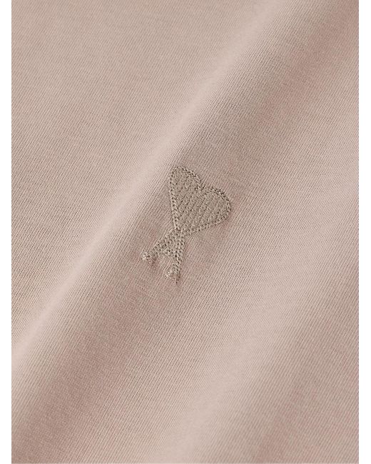 AMI T-Shirt aus Baumwoll-Jersey mit Logostickerei in Natural für Herren