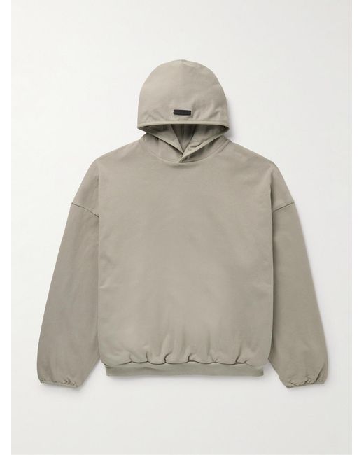 Fear Of God Gray Logo-Appliquéd Cotton-Jersey Hoodie for men