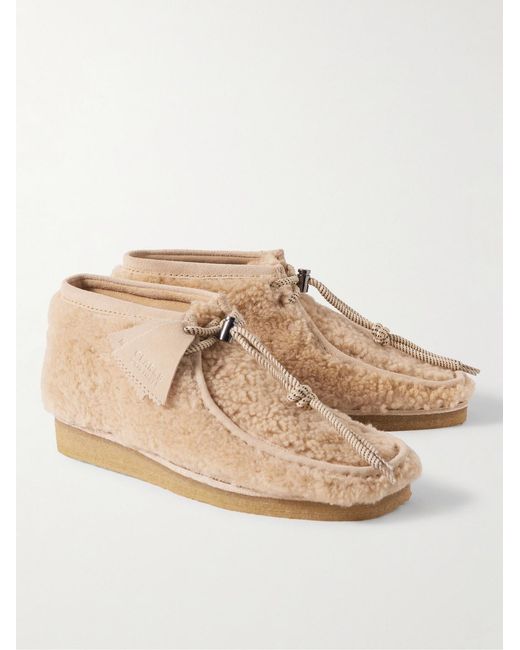 Moncler Genius Natural Clarks 2 Moncler 1952 Wallabee Suede-Trimmed Fleece Chukka Boots for men