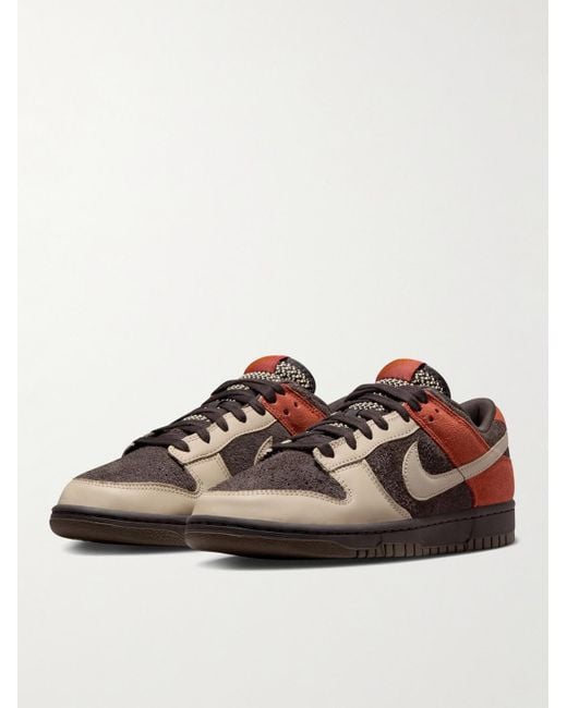 Nike Brown Dunk Low Nbhd Leather And Brushed-suede Sneakers for men