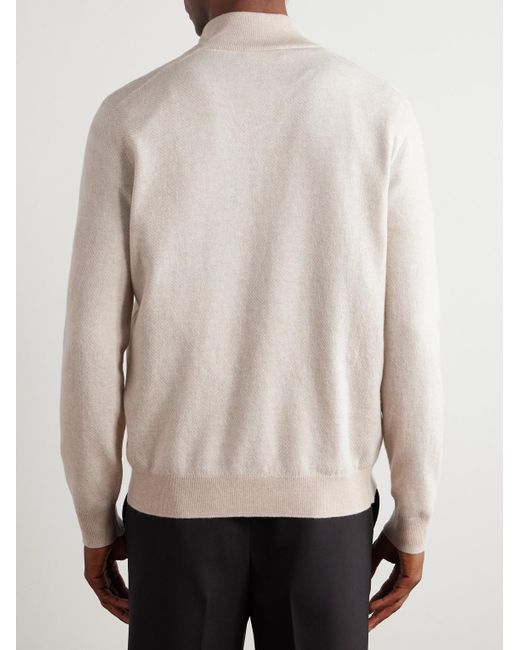 Loro Piana White Roadster Cashmere Half-zip Sweater for men