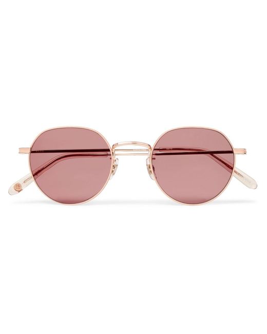 Garrett Leight Red Robson Round-frame Rose Gold-tone Stainless Steel Sunglasses for men