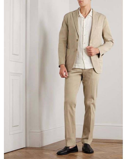 Boglioli Natural Slim-Fit Straight-Leg Stretch-Cotton Suit Trousers for men