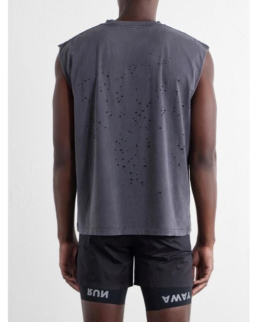 Satisfy Gray Distressed Logo-Print Mothtech Organic Cotton-Jersey Tank Top for men