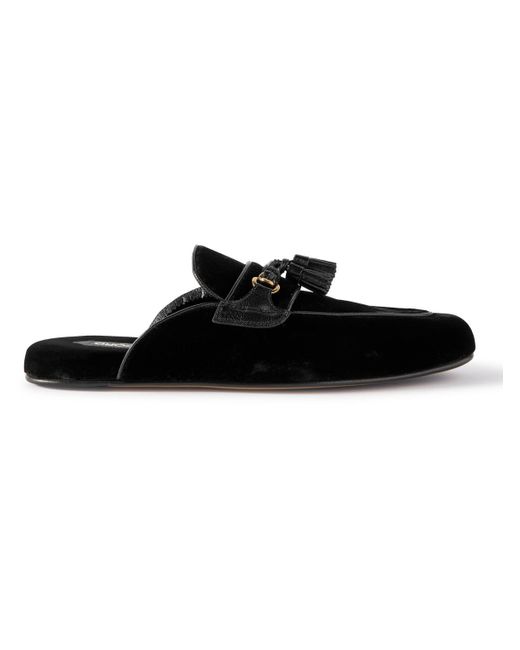 Tom Ford Stephan Tasselled Leather-trimmed Velvet Slippers in Black for ...