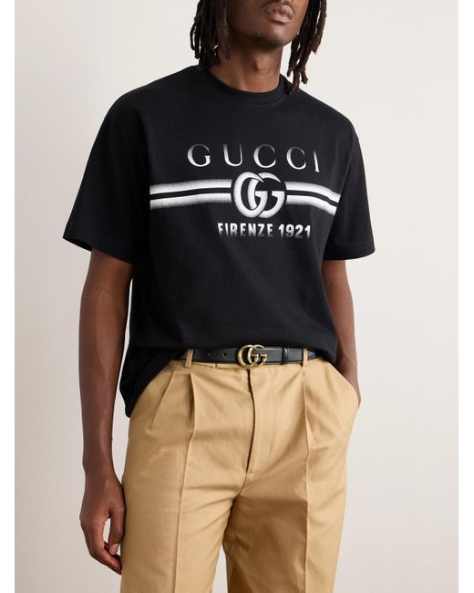 Gucci Black GG Marmont 3cm Leather Belt for men