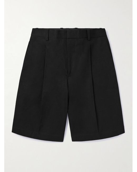 Jil Sander Black Wide-leg Pleated Cotton-canvas Shorts for men