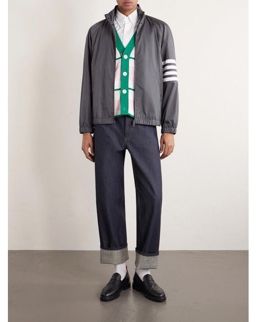 Thom Browne Gray Striped Ripstop Track Jacket for men