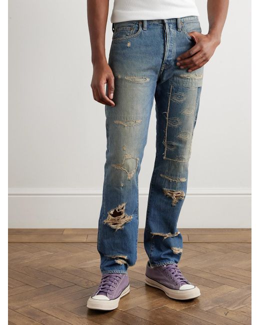 Kapital Monkey Cisco Speakeasy Slim-Fit Distressed Denim Jeans in