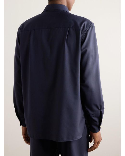 Overshirt in lana di De Bonne Facture in Blue da Uomo