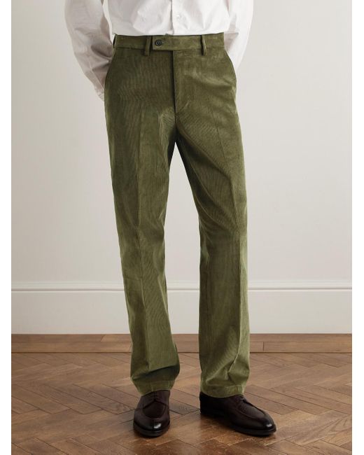 James Purdey & Sons Green Straight-Leg Cotton-Corduroy Trousers for men