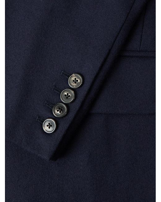Dries Van Noten Blue Double-Breasted Embroidered Wool-Flannel Blazer for men