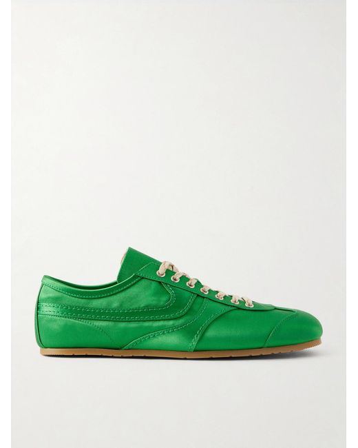 Dries Van Noten Green Satin Sneakers for men