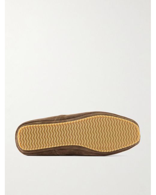 Mr P. Brown Plush-Lined Suede Slippers for men