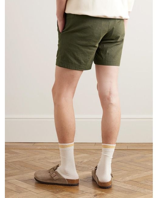 Theory Green Curtis 7" Straight-leg Good Linen Shorts for men