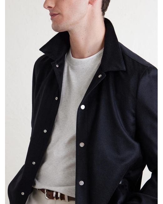 Brunello Cucinelli Blue Cashmere Overshirt for men