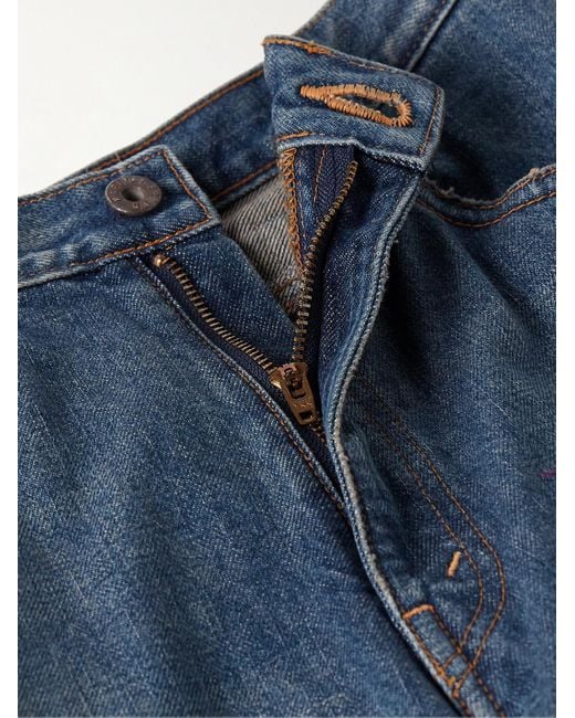 Kapital Blue Crazy Dixie Flared Distressed Patchwork Jeans for men