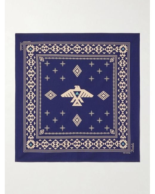 Fortela Blue Printed Cotton Bandana for men