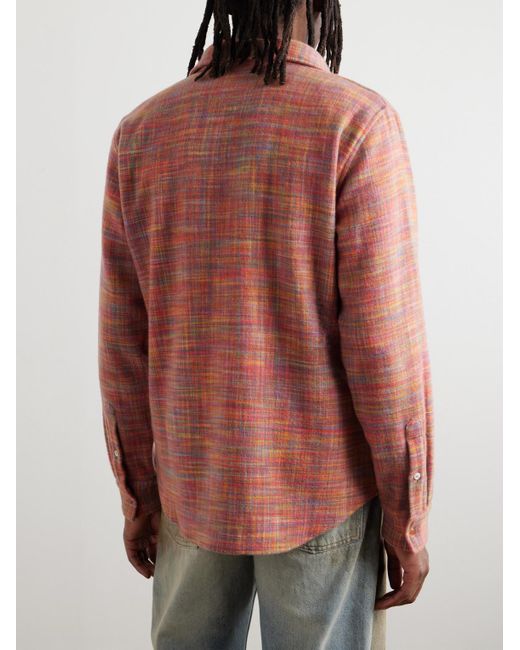 God's True Cashmere Red Flower Space-Dyed Cashmere Shirt for men