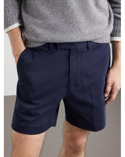 Tom Ford Blue Straight-leg Cotton-blend Twill Shorts for men
