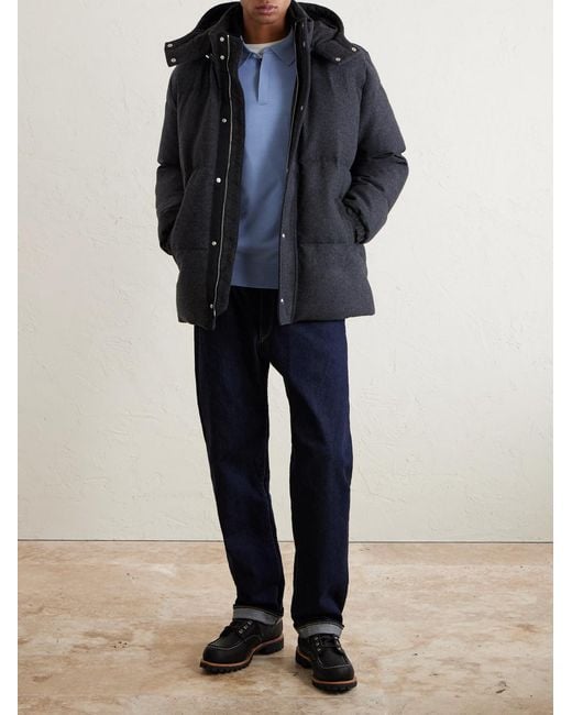 Mr P. Black Quilted Flannel Down Jacket for men