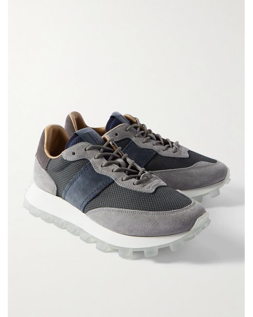 Tod's Blue Allacciata Mesh And Suede Sneakers for men