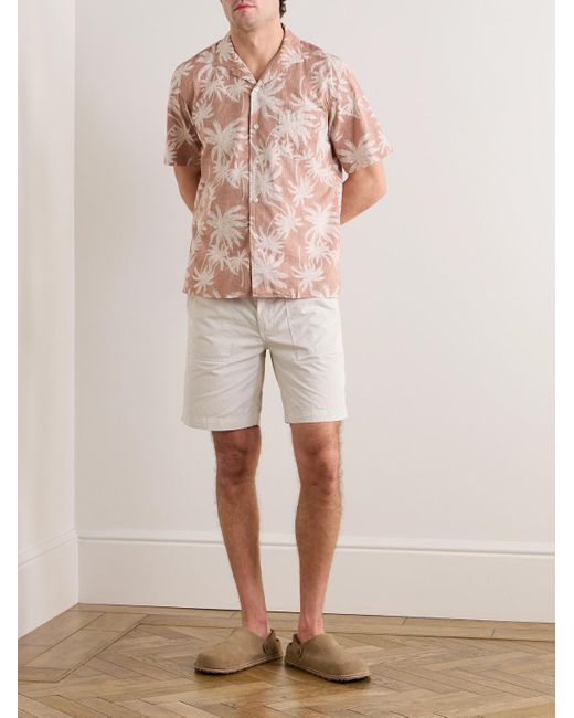 Hartford Pink Convertible-collar Printed Cotton Shirt for men