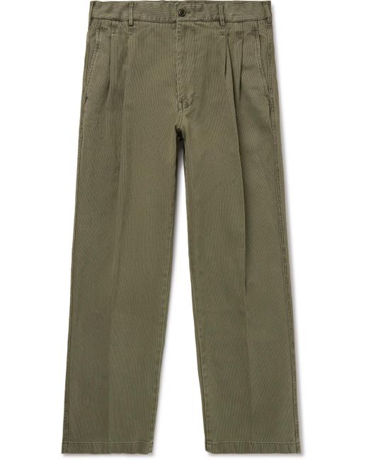 Alex Mill Green Straight-leg Pleated Garment-dyed Bedford Cotton Suit Trousers for men