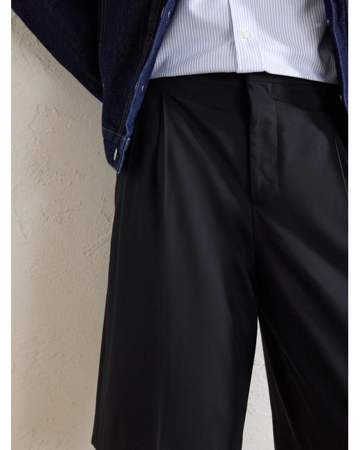 AMI Blue Low-Waist Wide-Leg Cotton Bermuda Shorts for men