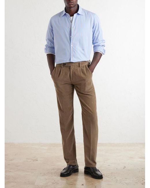 Massimo Alba Blue Genova Striped Cotton-Poplin Shirt for men