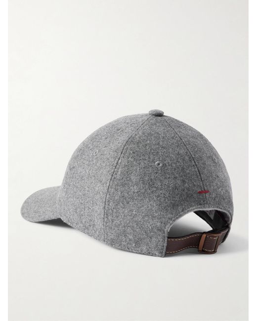 Brunello Cucinelli Gray Logo Virgin Wool Flannel Baseball Cap