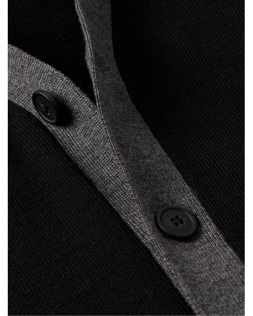 Maison Kitsuné Black Logo-appliquéd Two-tone Wool Cardigan for men