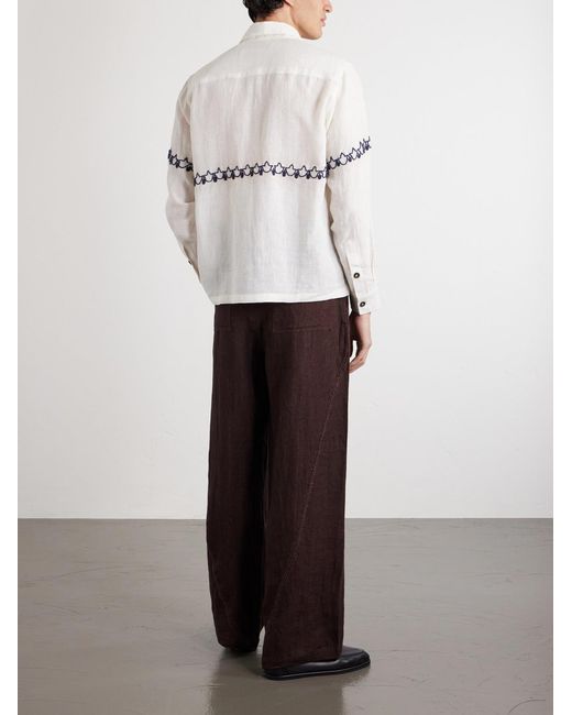 Kartik Research Natural Embroidered Linen Shirt for men