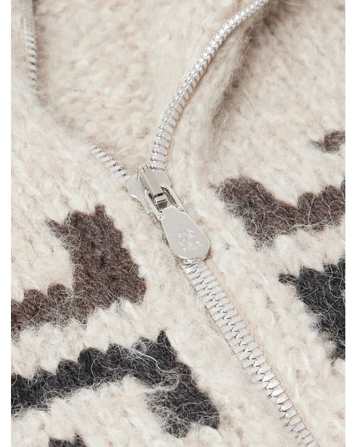 Brunello Cucinelli Natural Intarsia-Knit Alpaca-Blend Cardigan for men