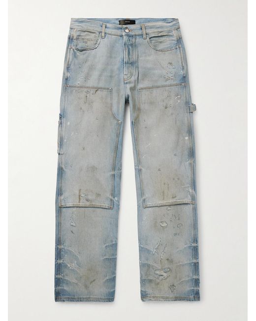 Amiri Blue Carpenter Straight-Leg Distressed Jeans for men
