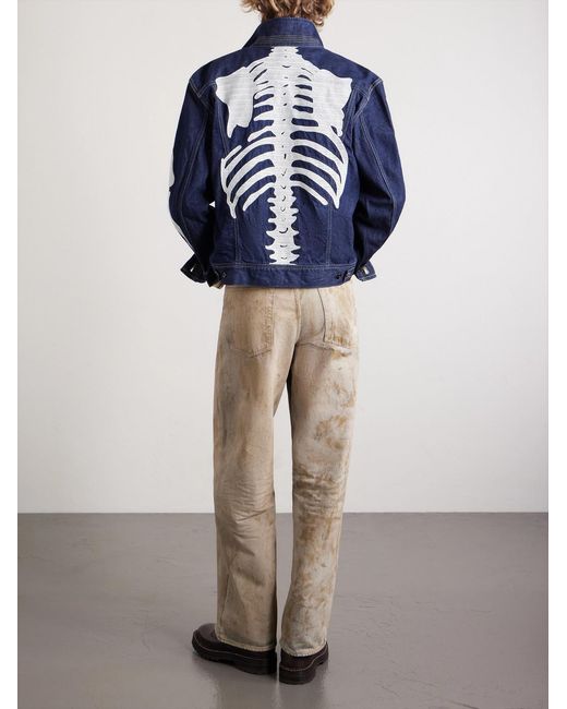 Kapital Blue Embroidered Denim Jacket for men