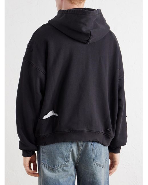 NAHMIAS Blue Distressed Cotton-jersey Zip-up Hoodie for men