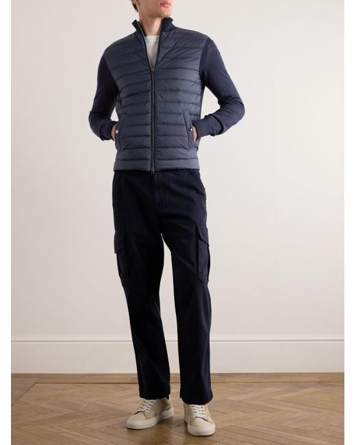 Herno Blue Slim-fit Wool And Silk-blend And Quilted Nylon Down Jacket for men