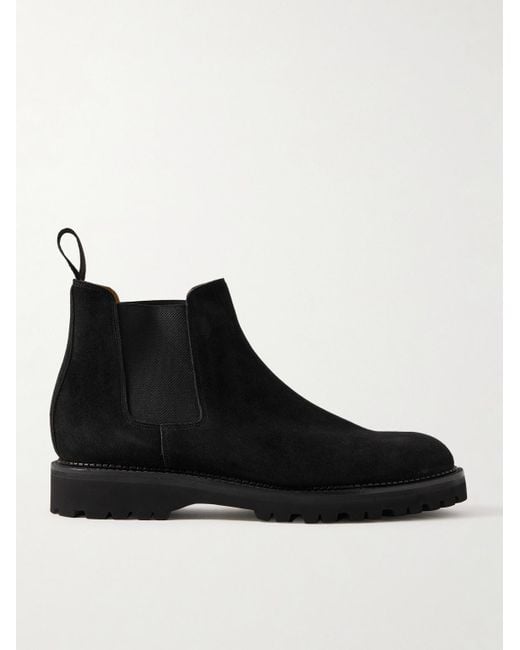 John Lobb Black Lawry New Standard Suede Chelsea Boots for men