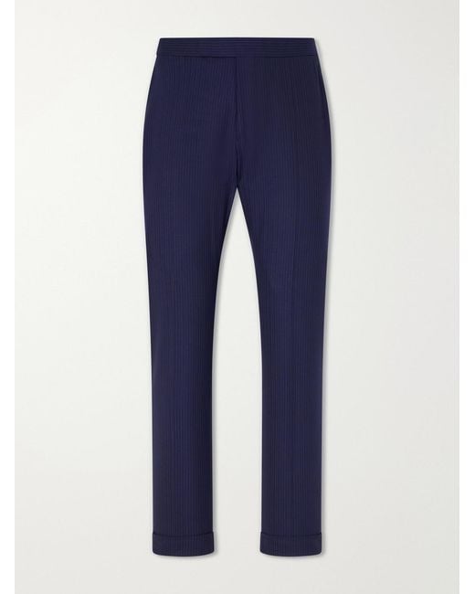 Polo Ralph Lauren Blue Straight-leg Pinstriped Wool-blend Suit Trousers for men