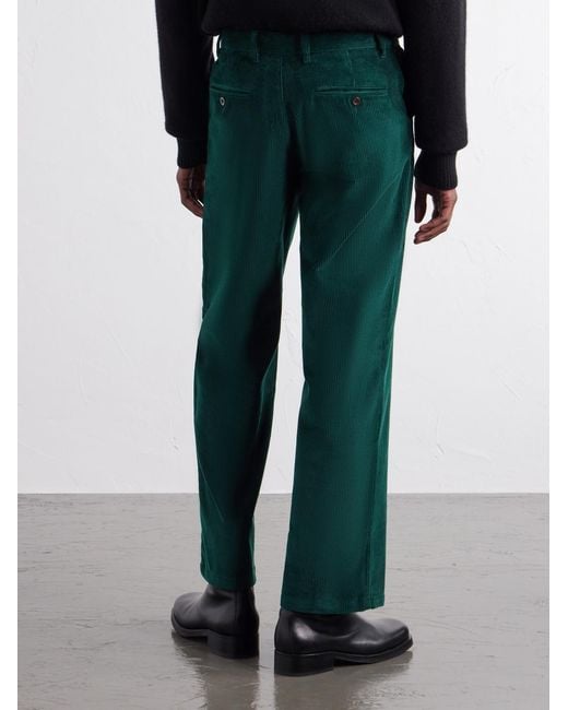 Portuguese Flannel Green Straight-Leg Cotton-Corduroy Trousers for men