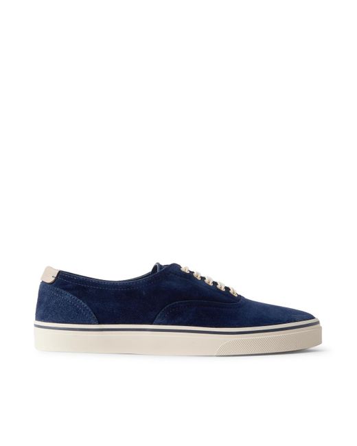 Brunello Cucinelli Blue Leather-trimmed Suede Sneakers for men