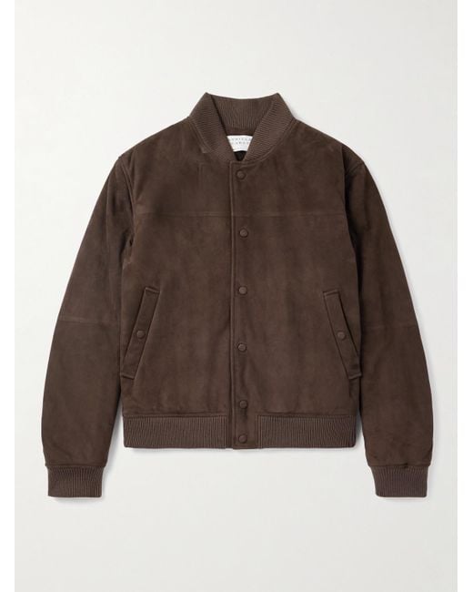 Gabriela Hearst Brown Greg Slim-Fit Padded Suede Bomber Jacket for men