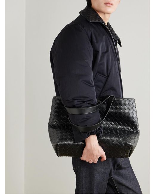 Bottega Veneta Black Avenue Small Intrecciato Leather Tote Bag for men