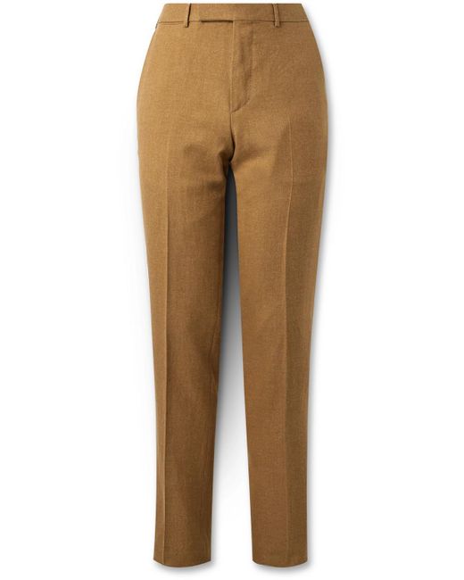 Zegna Natural Straight-leg Linen And Wool-blend Twill Suit Trousers for men