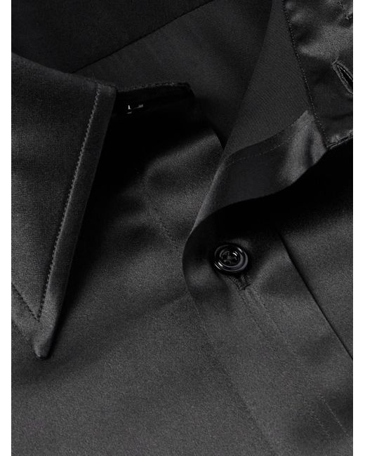 Tom Ford Schmal geschnittenes Hemd aus Seidensatin in Black für Herren