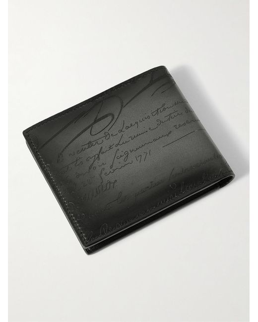 Berluti Black Makore Scritto Venezia Leather Billfold Wallet for men