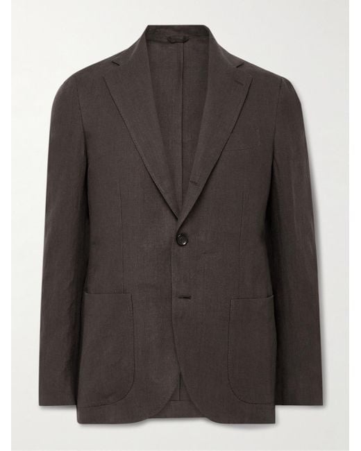 De Petrillo Black Linen Suit Jacket for men