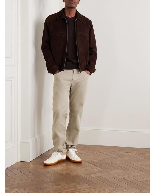 James Purdey & Sons Natural Slim-Fit Straight-Leg Cotton-Blend Twill Trousers for men